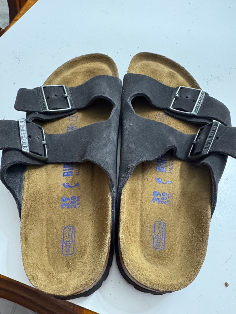 Classic Double Strap Suede Slide Slipper size 39 dark nave - Picture 3 of 5